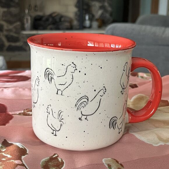 Meritage Extra Large Rooster Chicken Coffee Latte Tea Mug Red Inside 20 oz Vint - Picture 1 of 9